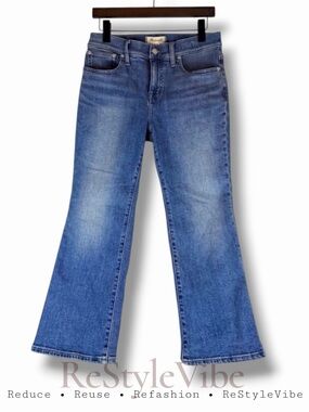 MADEWELL Womens Size 28P Denim Jeans Mid Rise Kick Out Style Flare Ankle Stretch